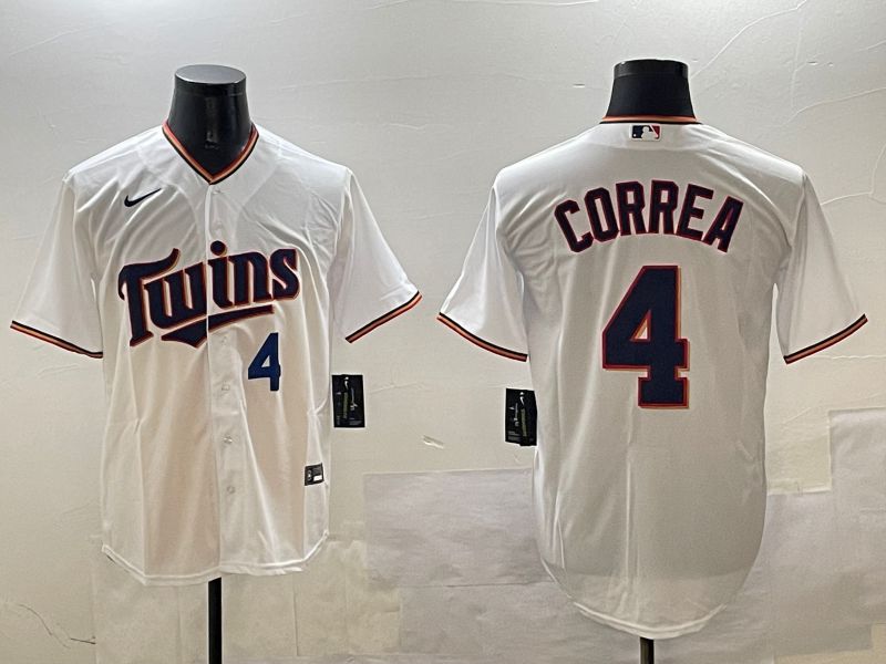 Men Minnesota Twins #4 Correa White Game 2025 Nike MLB Jersey style 3->minnesota twins->MLB Jersey